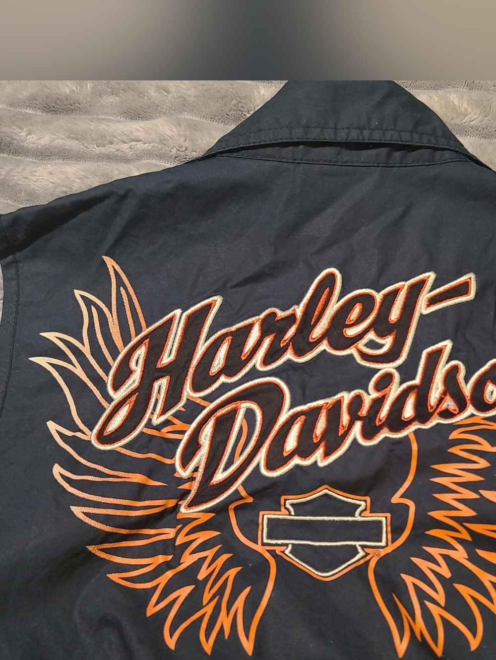 HARLEY DAVIDSON BLACK SLEEVELESS COTTON BLOUSE SZ S